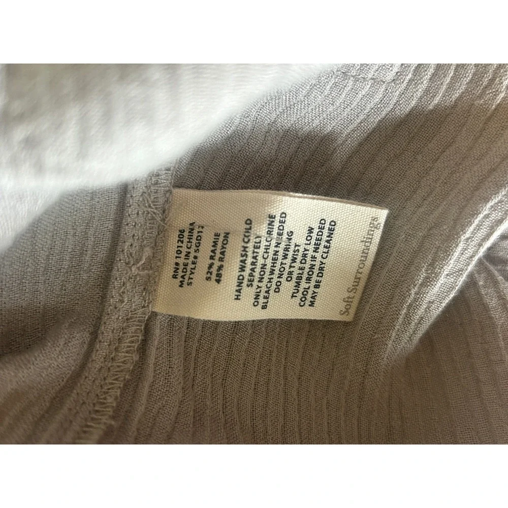 Soft Surroundings Size 2X Taupe Crinkle Gauze Open Cardigan Button Accent Cuff